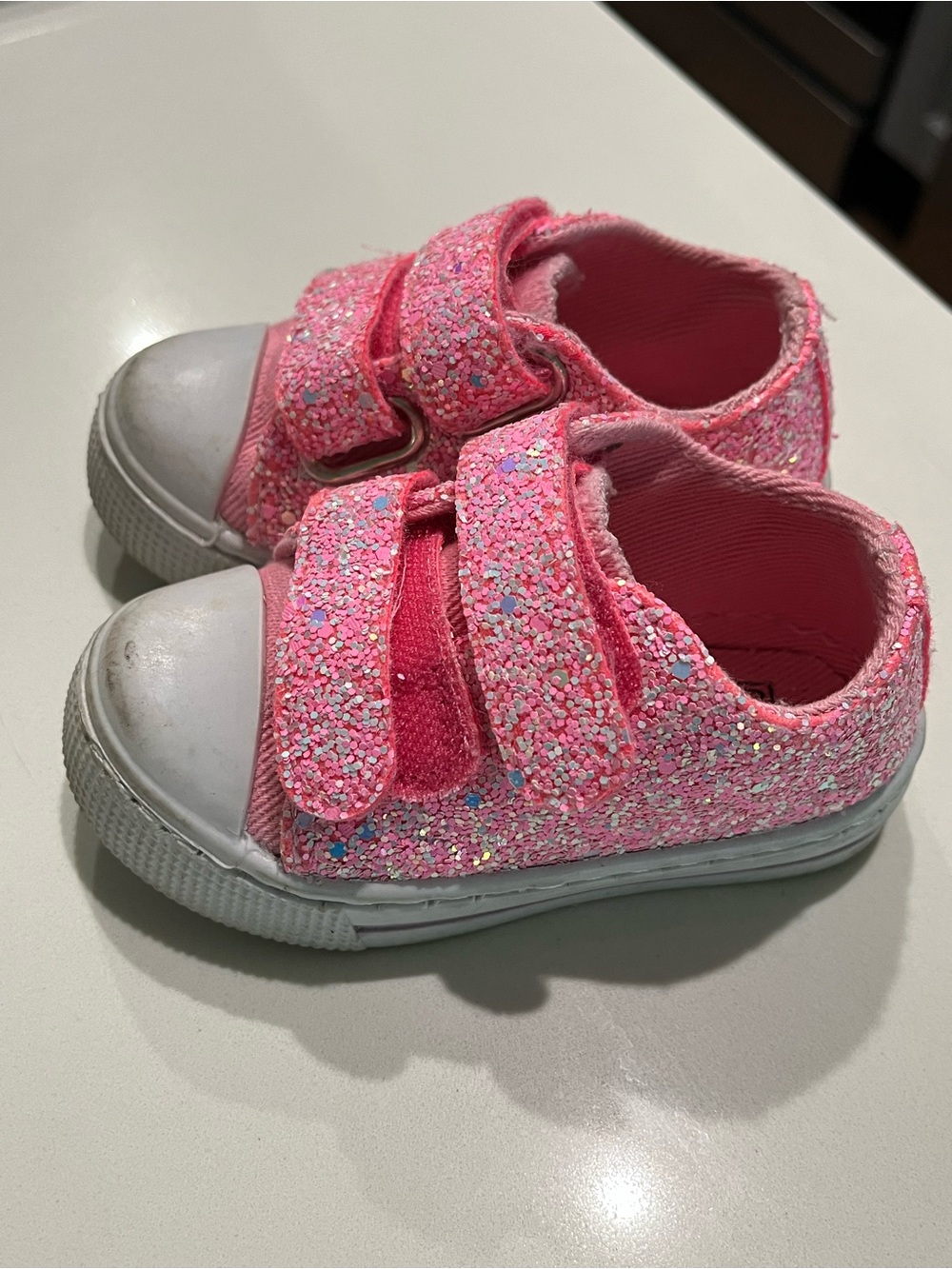 Amazon Kids Pink Glitter Velcro Sneakers